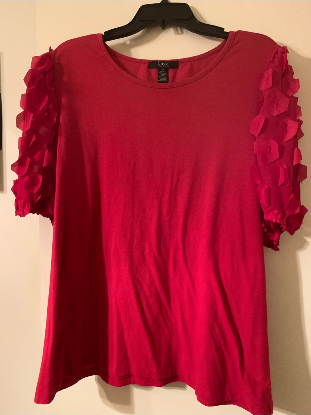 Love Ever After Red Ruffle Sleeve Short Sleeve Top 2x